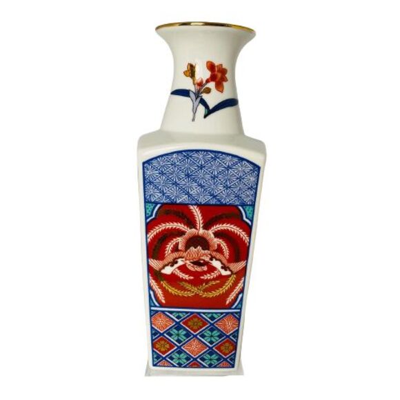 Japanese Oriental White Porcelain Flower Floral Hand Painted Design Vase M382 - Picture 2 of 10